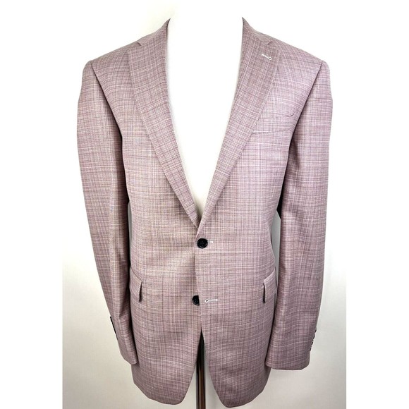 S. Cohen Custom Lanificio di Pray Wool Sport Coat Blazer Plaid Red Mens 44T - Picture 2 of 14